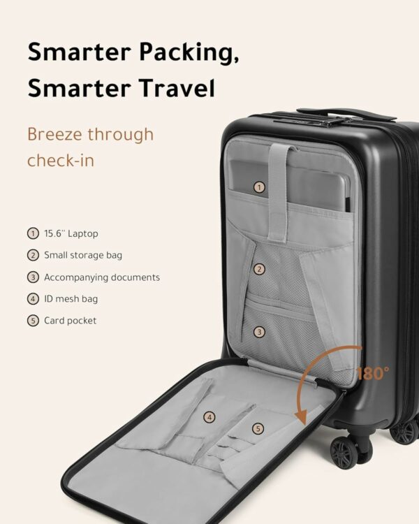 Luggage Sets 2 Piece, 20 Inch Carry On Luggage with USB Port and 28 Inch Checked Luggage with Front Opening, Expandable Suitcase TSA Approve Black 4