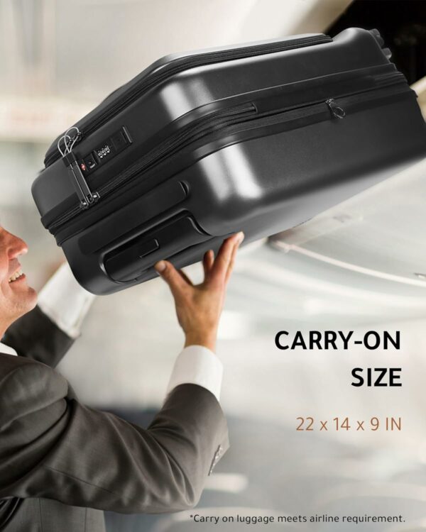 Luggage Sets 2 Piece, 20 Inch Carry On Luggage with USB Port and 28 Inch Checked Luggage with Front Opening, Expandable Suitcase TSA Approve Black 7